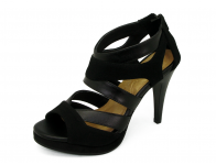 Women Courts High Heel HSC-20 Black Suede-Black Nappa
